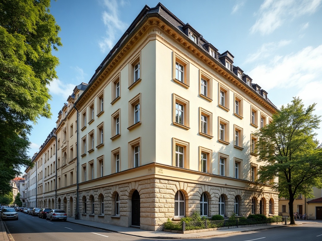 Mehrfamilienhaus aus der Gründerzeit, hell und sandsteinfarben — typisches Bewertungsobjekt